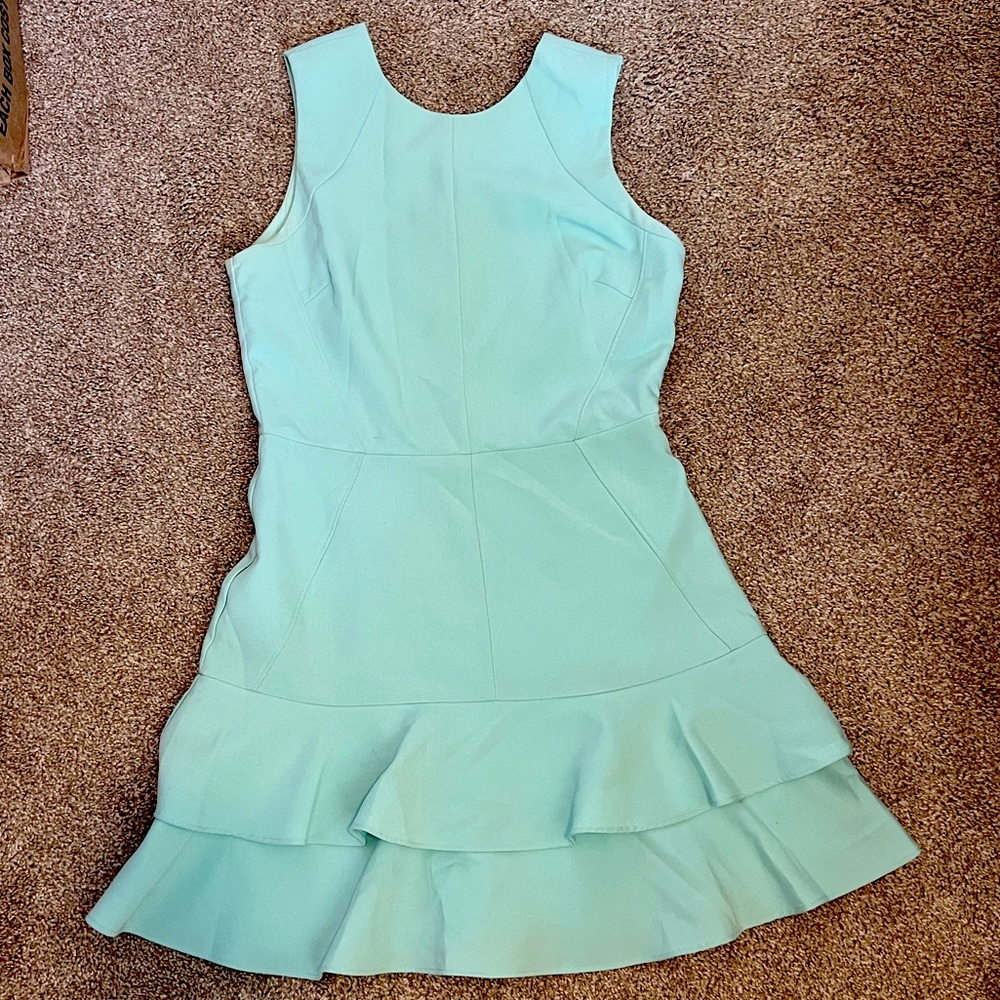 Adelyn Rae seafoam sleeveless fit and flare ruffle dress. Size M